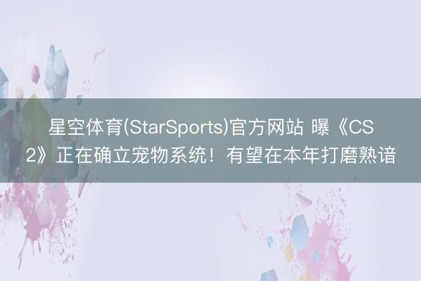 星空体育(StarSports)官方网站 曝《CS2》正在确立宠物系统！有望在本年打磨熟谙