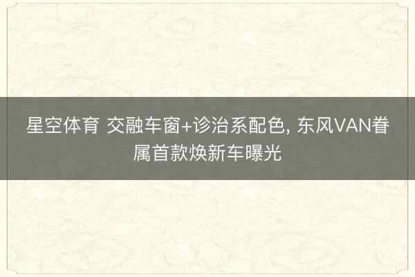 星空体育 交融车窗+诊治系配色， 东风VAN眷属首款焕新车曝光