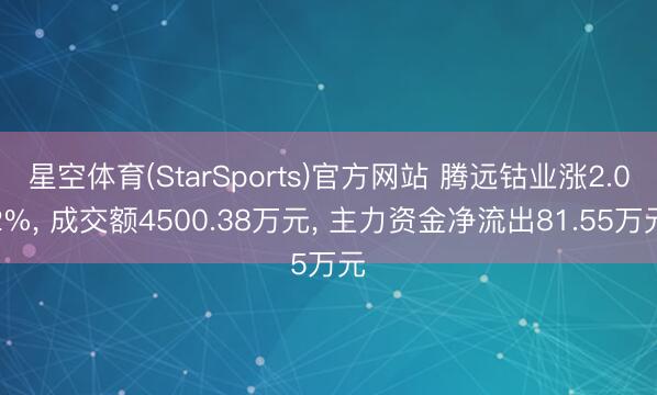 星空体育(StarSports)官方网站 腾远钴业涨2.02%， 成交额4500.38万元， 主力资金净流出81.55万元