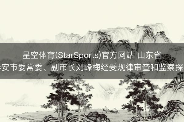 星空体育(StarSports)官方网站 山东省泰安市委常委、副市长刘峰梅经受规律审查和监察探访