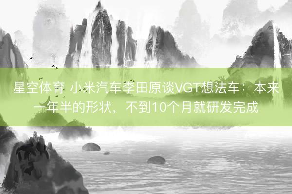 星空体育 小米汽车李田原谈VGT想法车：本来一年半的形状，不到10个月就研发完成